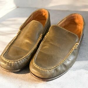 Frye Lewis Venetian Olive Leather Loafer Driver Shoes Size 11.5 M Slip ons